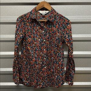 Old Navy Vintage Womens Floral Long Sleeve Button Down Blouse Sz Medium Colorful